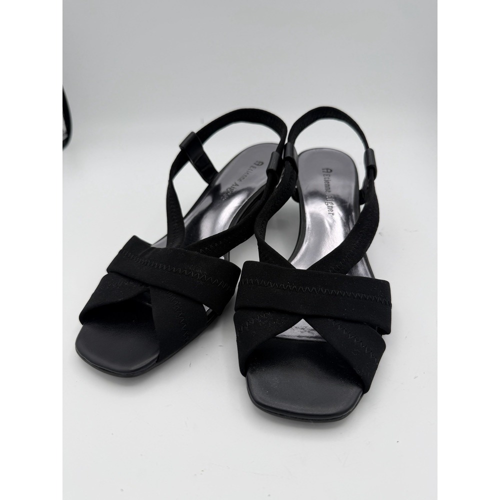 Etienne Aigner Padovan Women's 6M Black Slingback Wedge Sandals New.     1801